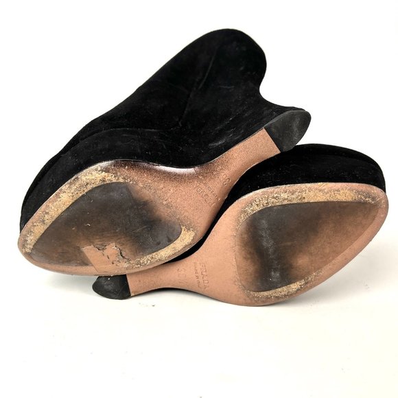 Authentic PRADA Black Suede Platform Wedge High Pumps 38.5 8 - Picture 9 of 10